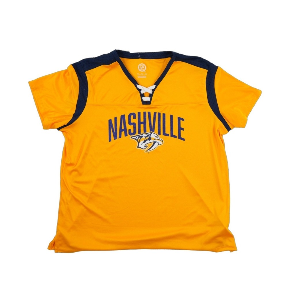 NWT NHL Nashville Predators Jersey Men's Size 2XL Gold Navy Lace Up